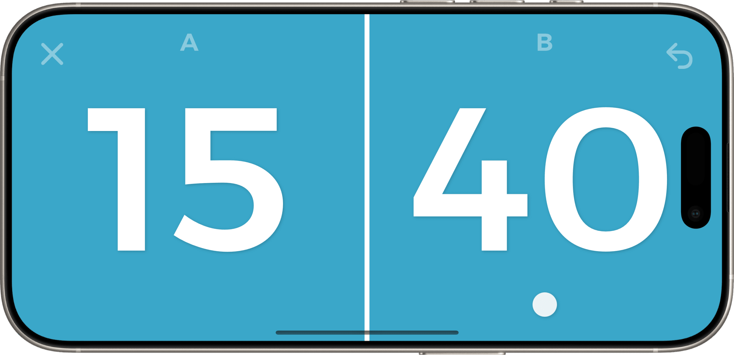 An iPhone lying courtside showing a padel scoreboard reading 15 to 40